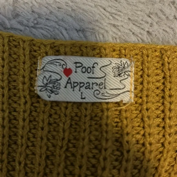 Poof Apparel Mustard Yellow Knitted Sweater with Twist Knot Detail size L - Picture 4 of 5